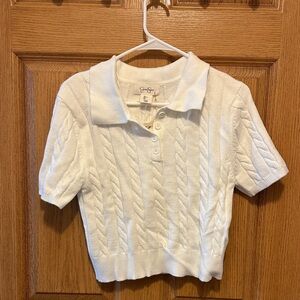 Jessica Simpson White Cable Knit Sweater